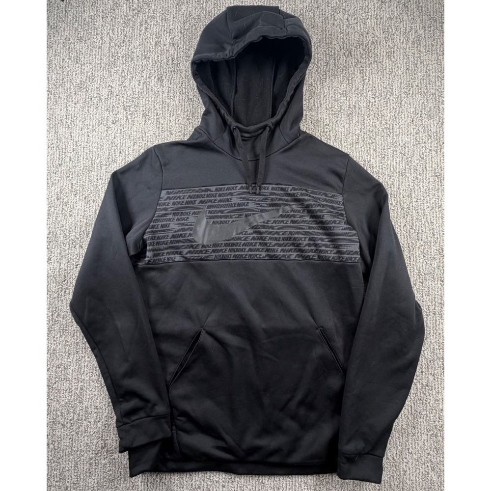 Nike Hoodie Mens Medium Black Dri-FIT Graphic Swoosh Pullover BV2764-010